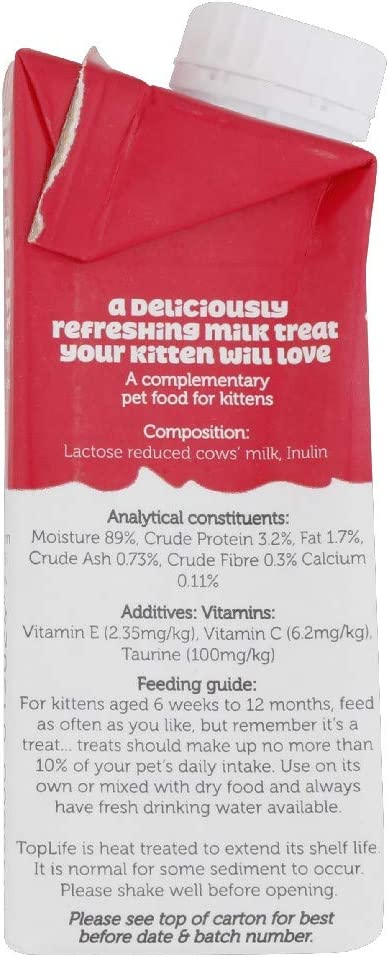 Toplife Formula Lactose Reduced Kitten Milk (200ml) - Pack of 18