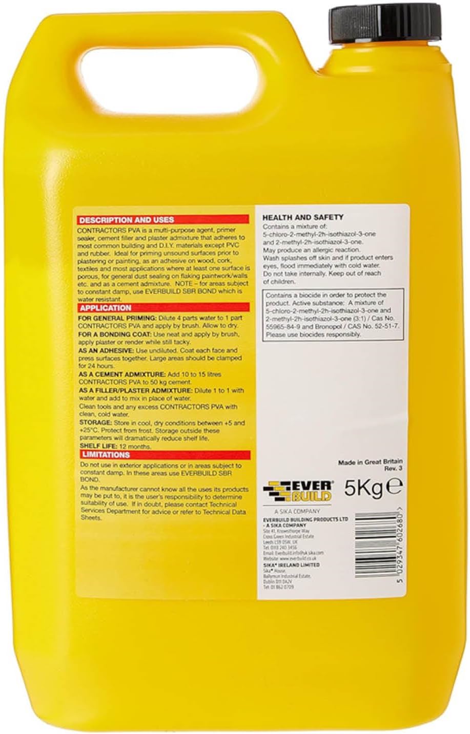 Everbuild Contractors PVA Adhesive And Sealer - 5 Litre