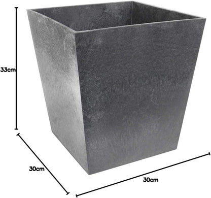 Primeur Eco Garden 33Cm Sonata Recycled Rubber Plant Pot Steel Grey