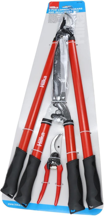 Hilka 92105753 3 PCE Set Lopper, Shears, Pruner