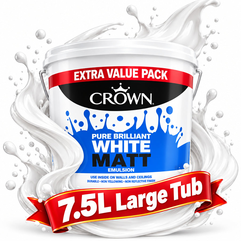 CROWN Matt Emulsion Paint 7.5L Pure Brilliant White