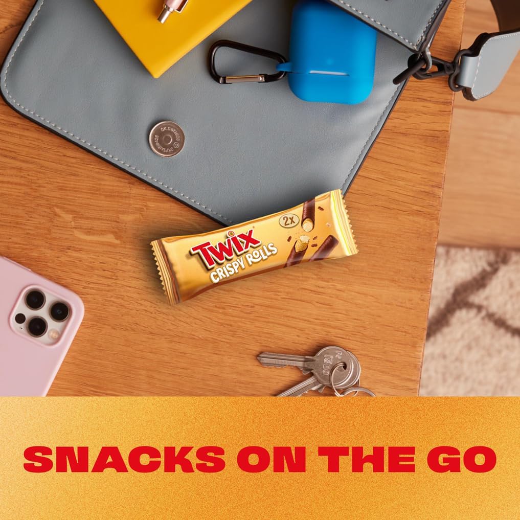 Twix Crispy Rolls, Milk Chocolate, Caramel & Biscuit Snack bar Single Pack 22.5g (24 Bars)