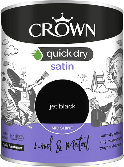 Crown Quick Dry Satin Interior & Exterior Jet Black 750ml