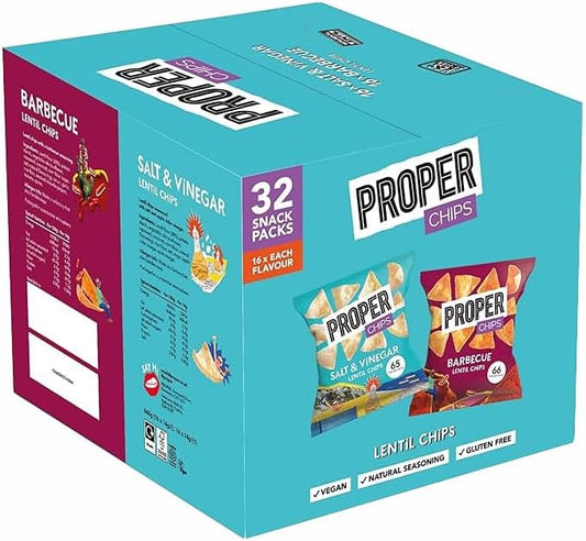 Proper Chips BBQ and Salt & Vinegar Mixed Case 32x14g