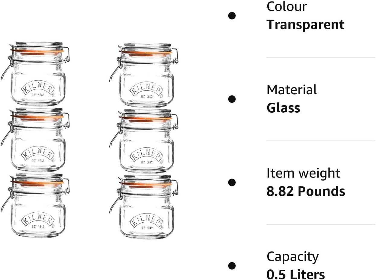 Kilner Branded 0.5 Litre ROUND Glass Clip Top Preservation Storage Jar (0025.490)