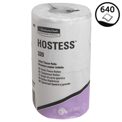 Hostess Standard Roll Toilet Tissue 8653 - 36 rolls x 320 Sheets White, 2 ply sheets (11,520 sheets)