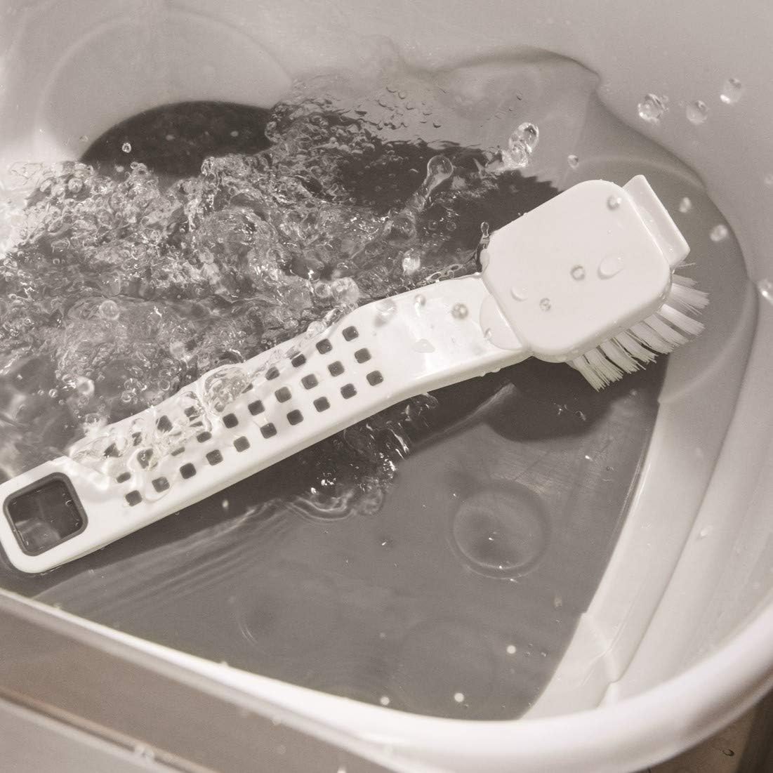 Addis Premium Soft Grip Washing Up Dish Brush With Scraper in White and Grey