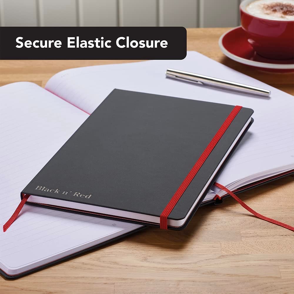 Black By Black n Red Casebound Notebook 90gsm Ruled and Numbered 144pp A5 Ref 400033673