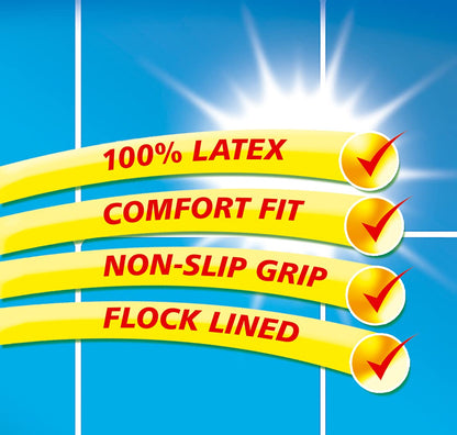 Duzzit Household Gloves | 100% Latex | Comfort Fit | Lined | 5 Packs Of 2 | Size Medium | Yellow