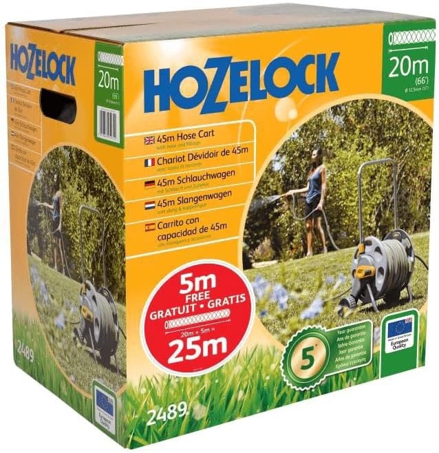 Hozelock 45m Free Standing Garden Hose Cart 25m Hose Pipe Connectors 2489