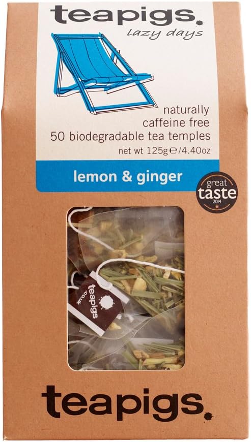 Teapigs Lemon and Ginger Tea Bags Made With Whole Leaves (1 Pack of 50 Enveloped Tea Bags)