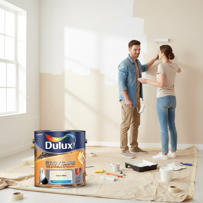 Dulux Easycare Washable & Tough White cotton Matt Wall & ceiling Emulsion paint, 2.5L