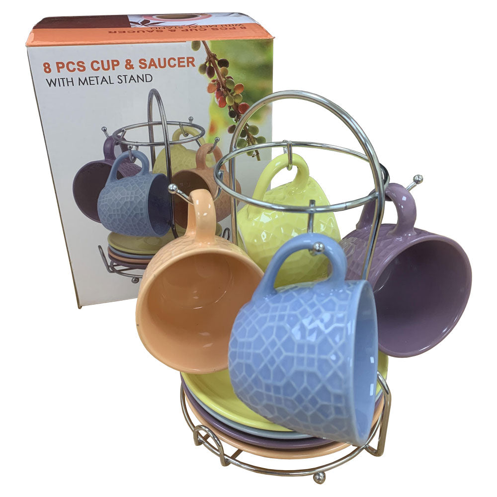 9pc Fixtures "Colours" Espresso Cup & Saucer Set - UK BUSINESS SUPPLIES