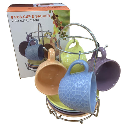 9pc Fixtures "Colours" Espresso Cup & Saucer Set - UK BUSINESS SUPPLIES