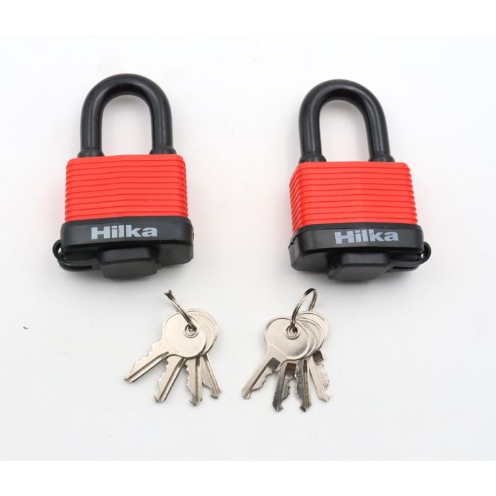 Hilka Keyed-Alike 40mm Weather-Resistant Padlock (Pack of Two)