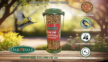 Oakdale Pre-Filled Fliptop Peanut Bird Feeder | 1 x Pre-Filled Feeder