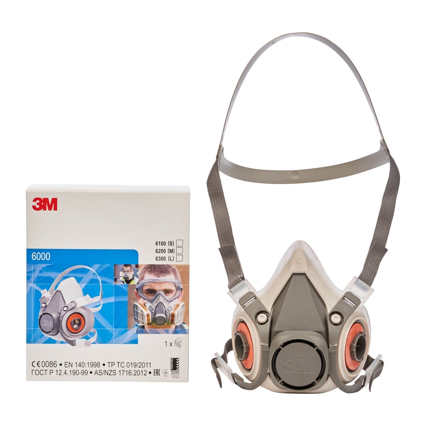 3M Reusable Half Face Mask, Small, 6100, EN safety certified, XA007702633