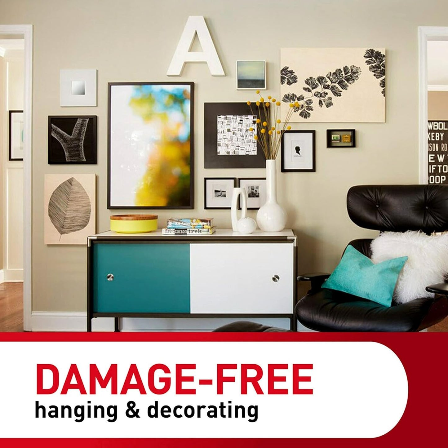 3M Command Large Canvas Hanger Hook | 1 Hook and 2 Adhesive Strips | White | Upto 1.3kg