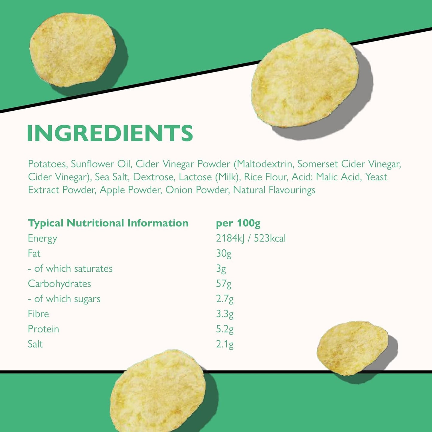 Pipers Gluten-Free Cider Vinegar & Sea Salt Crisps Multi-Pack | 24 x 40g