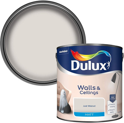 Dulux Matt Emulsion Paint For Walls And Ceilings - Just Walnut 2.5 Litres