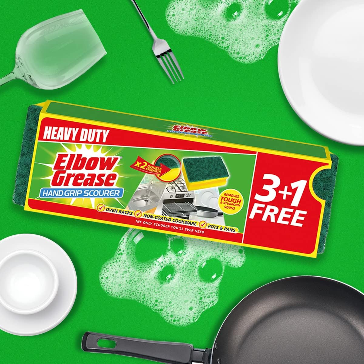 Elbow Grease Hand Grip Scourer | Heavy Duty | Suitable for Oven Racks | 4 Pack