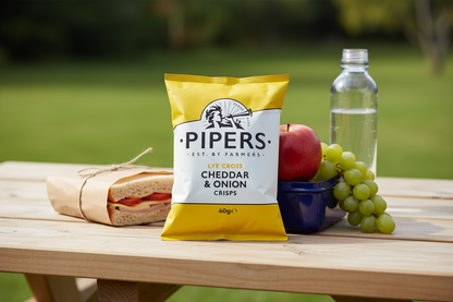 Pipers Gluten-Free Lye Cross Cheddar & Onion Vegetarian Crisps Multi-Pack | 24 x 40g
