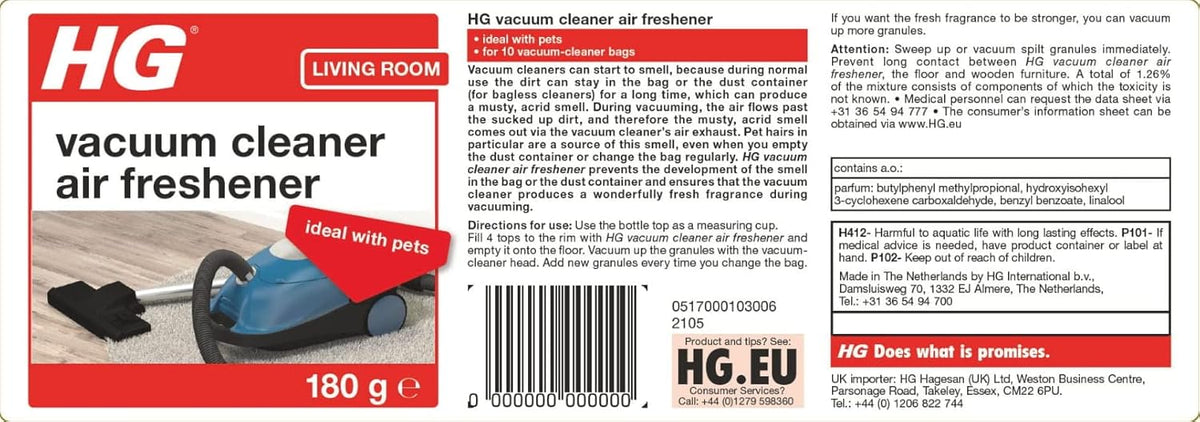 HG Vacuum Cleaner Air Freshener And Deodoriser 180g