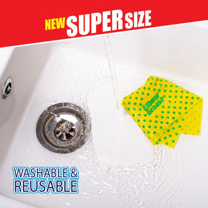 Elbow Grease Power Cloths With Scrub Dots Reusable Washable Extra Large Pack Of 3, Yellow
