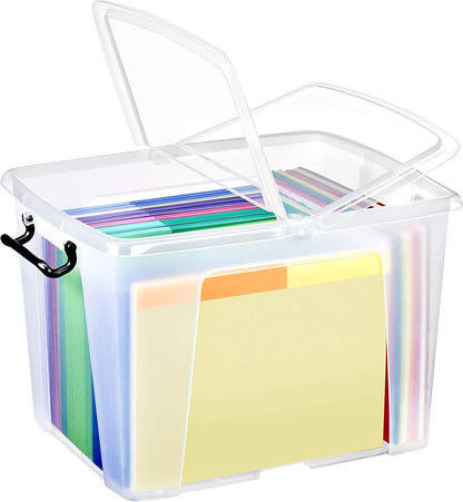 Strata Smart Box Clip-On Folding Lid Carry Handles 40 Litre Clear Ref HW674CLR AQ03954