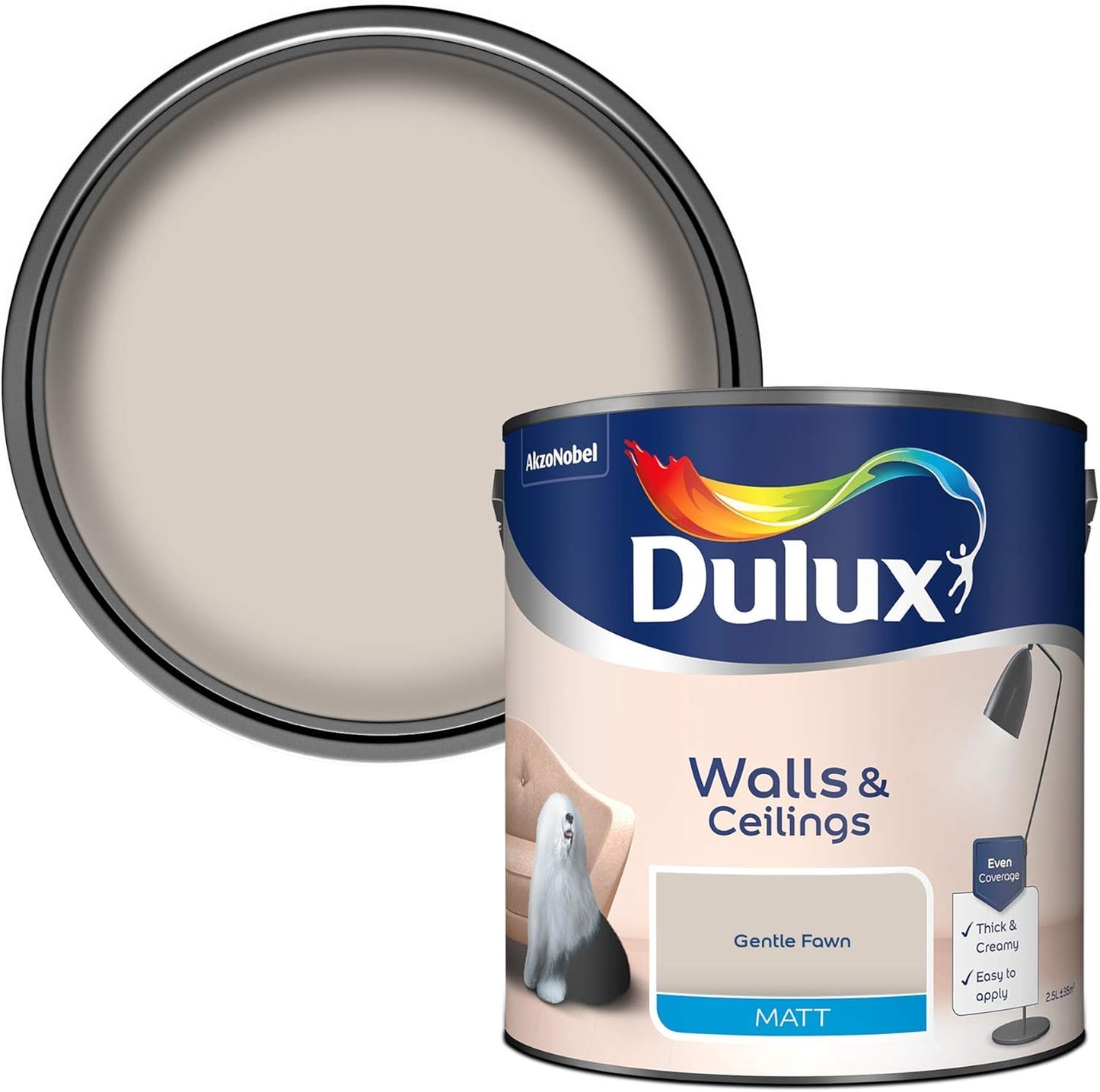 Dulux Matt Emulsion Paint For Walls And Ceilings - Gentle Fawn 2.5 Litres