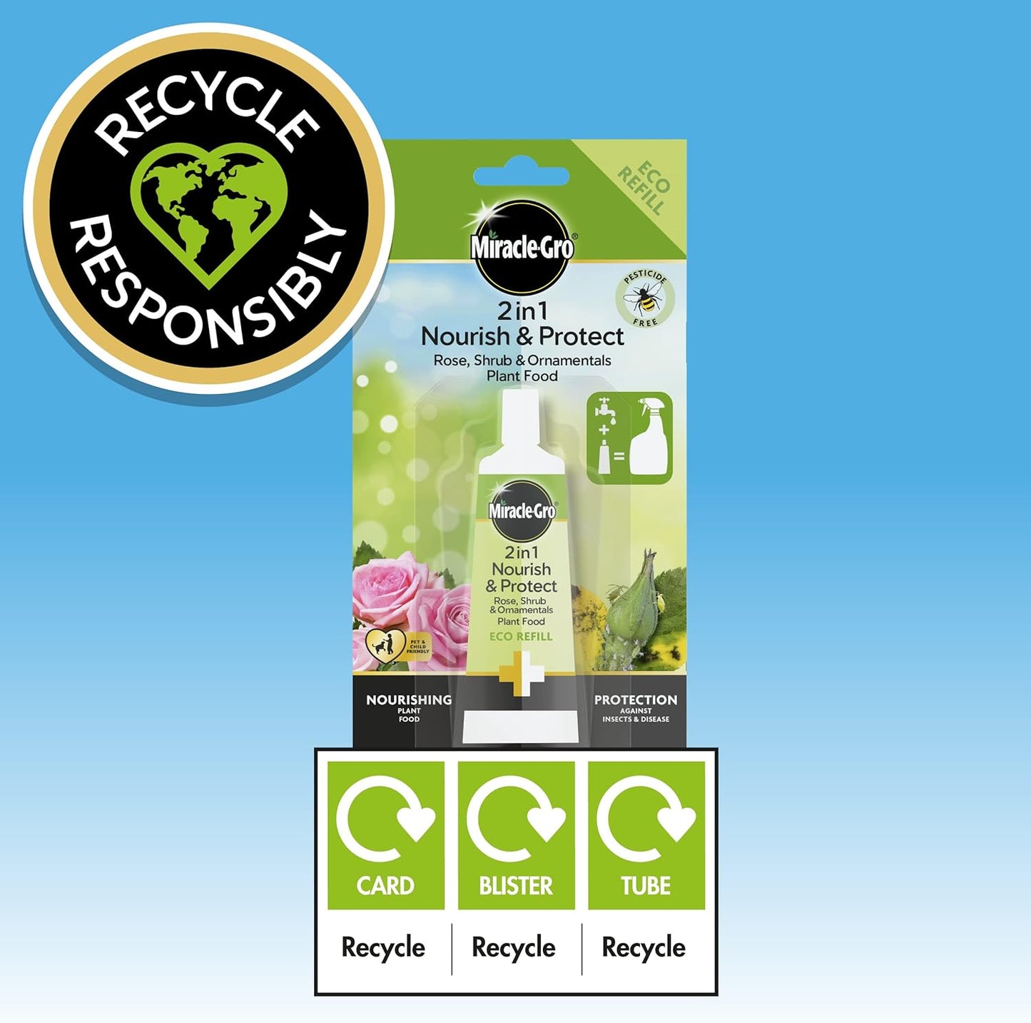 Miracle Gro Nourish & Protect Rose Shrub Plant Food Refill 24ml