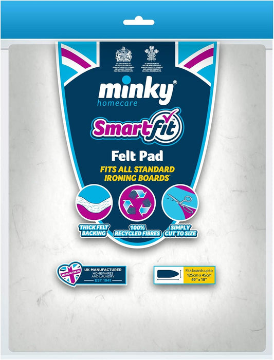 Minky Smartfit Felt Ironing Board Pad, White, 125 x 45cm