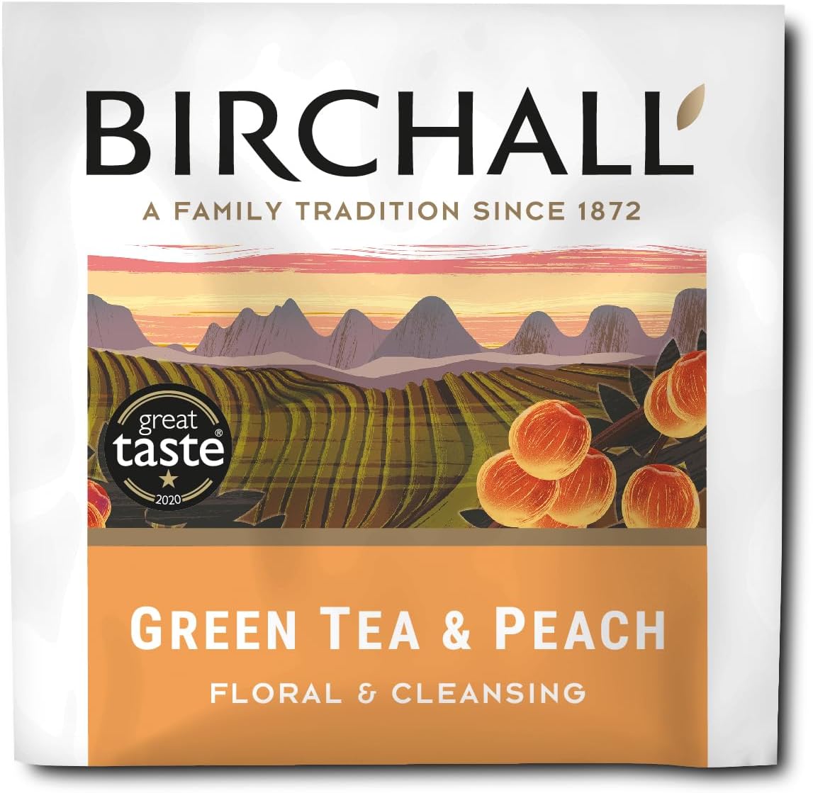 Birchall Prism Enveloped Teabags - Green Tea & Peach 20's