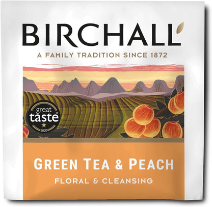 Birchall Prism Enveloped Teabags - Green Tea & Peach 20's