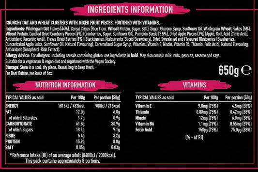 Fuel 10K Berry Granola Cereal 650g Box