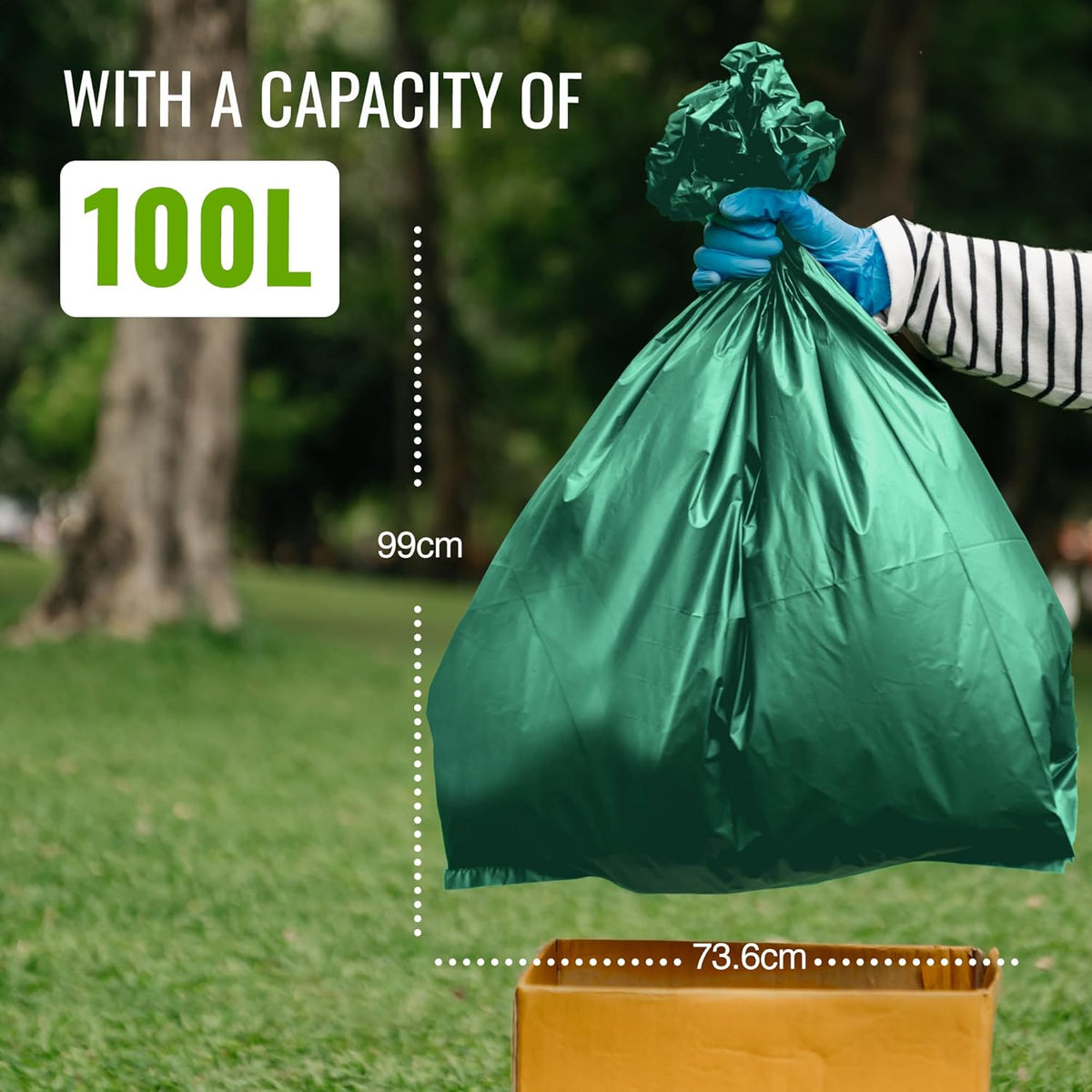 Ecobag Extra Strong Heavy Duty Garden Sack | 100L Capacity | Recyclable Refuse Bags | 1 x 10 Pack