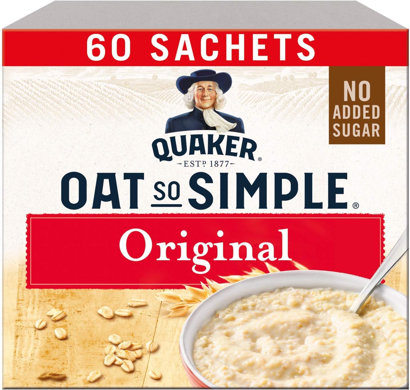 Quaker Oat So Simple | No Added Sugar | Original 60 x 27g Sachets | 1 x 60 Boxed