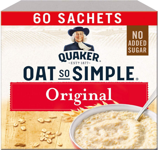 Quaker Oat So Simple | No Added Sugar | Original 60 x 27g Sachets | 1 x 60 Boxed
