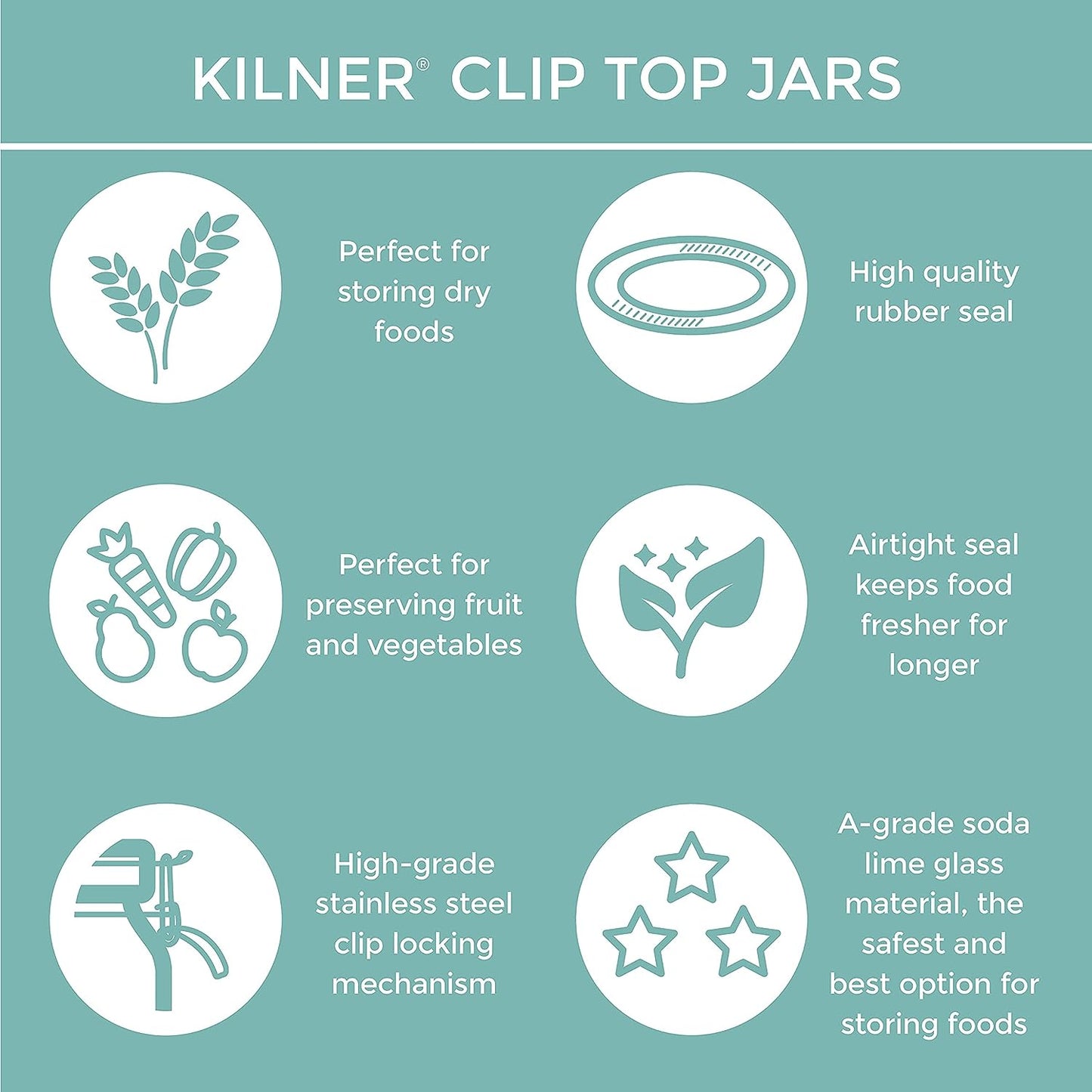 Kilner Branded 0.5 Litre ROUND Glass Clip Top Preservation Storage Jar (0025.490)