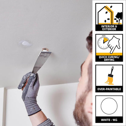 Everbuild All Purpose Ready Mixed Filler | Interior And Exterior Use | White | 1Kg Tub