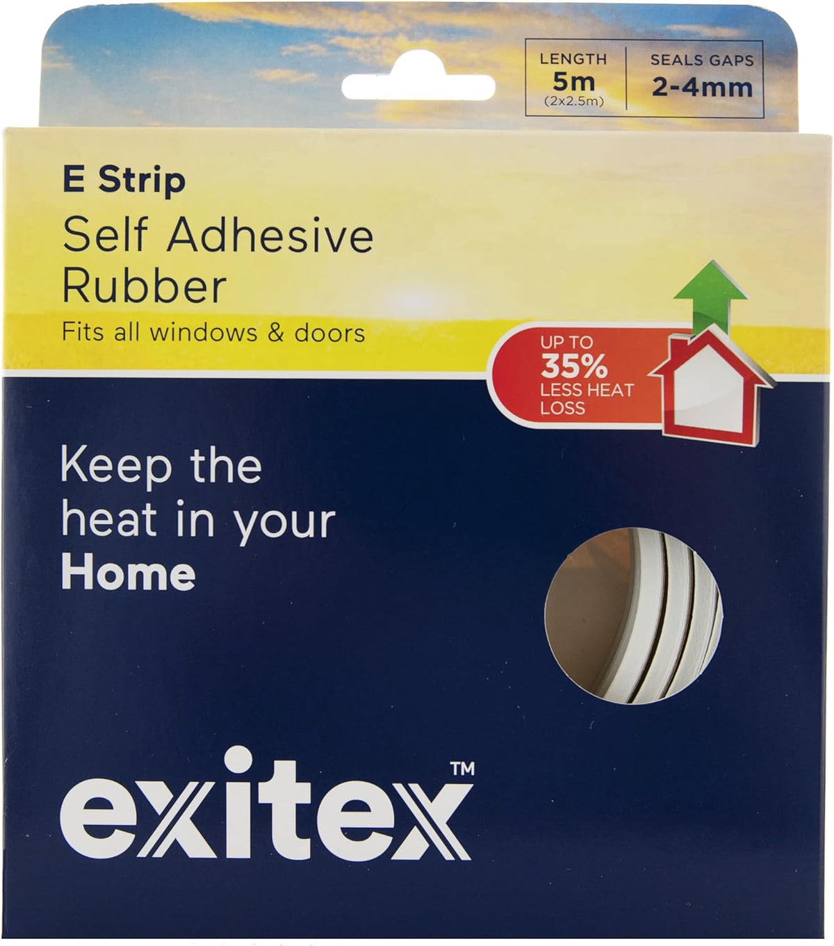 E Strip Self-Adhesive Rubber Seal – 5m Roll - Draught Excluder for Doors & Windows