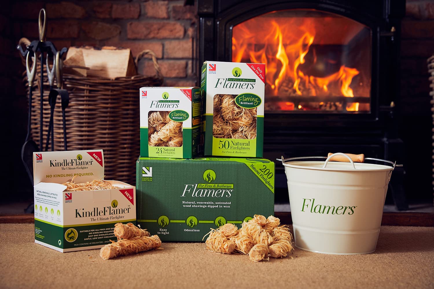 Flamers 50's Natural Stove-Barbecue BBQ or Firelighters New Larger 50-500Pack - UK BUSINESS SUPPLIES