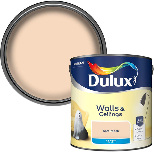 Dulux Matt Emulsion Paint For Walls And Ceilings - Soft Peach 2.5 Litres