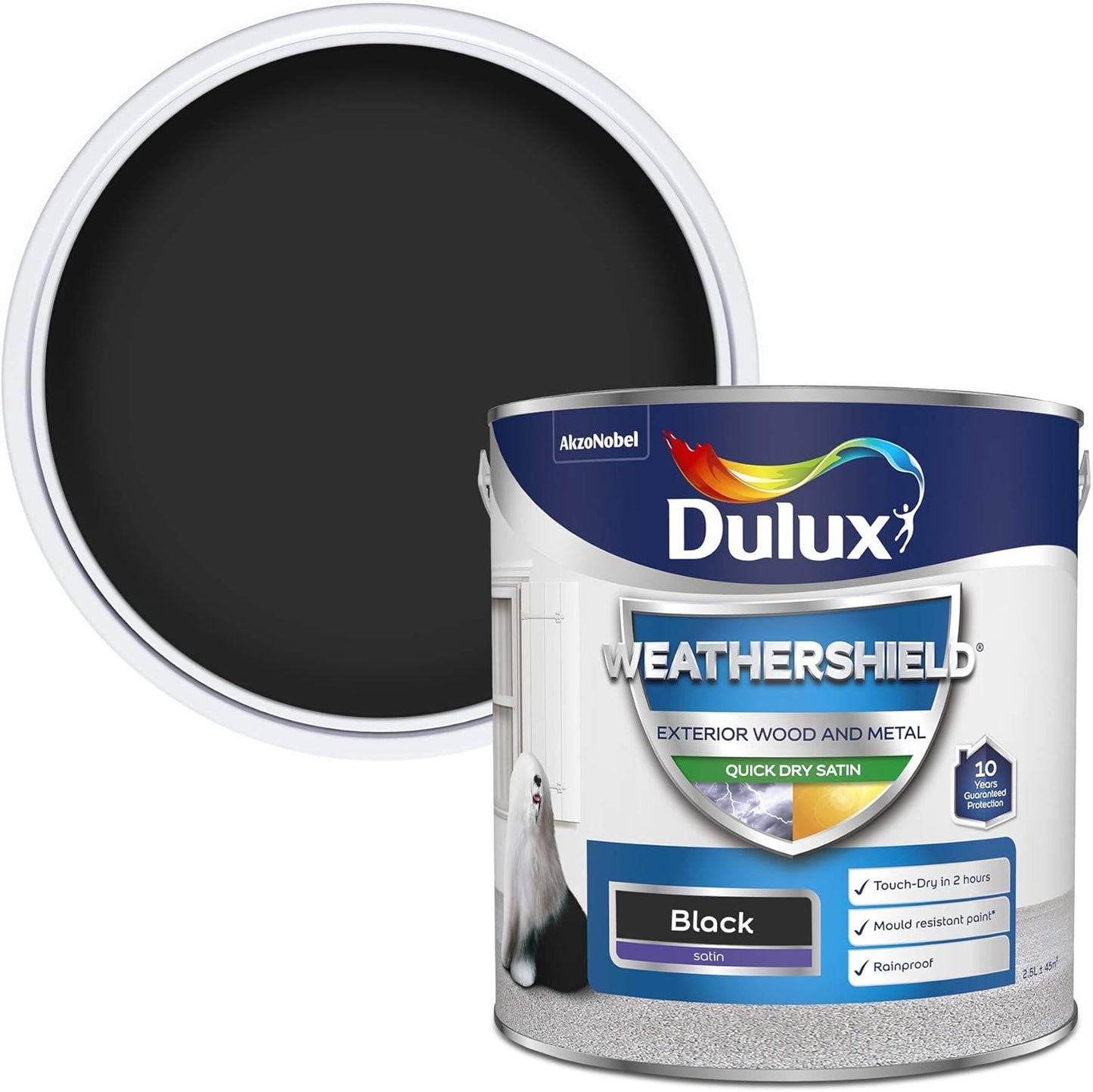 Dulux Weather Shield Quick Dry Satin Paint |  1 x 2.5 L | Black