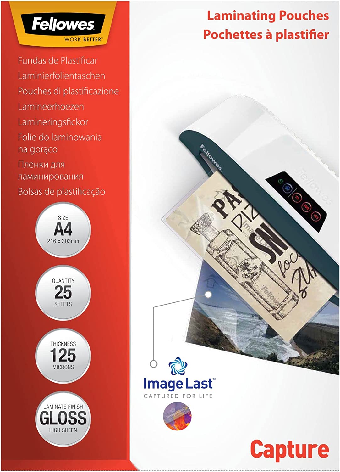 Fellowes A4 Capture Laminating Pouch 250 Micron (Pack of 25) 5396301