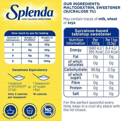 Splenda Sweetener Granules 125g, New Eco Friendly Packaging.
