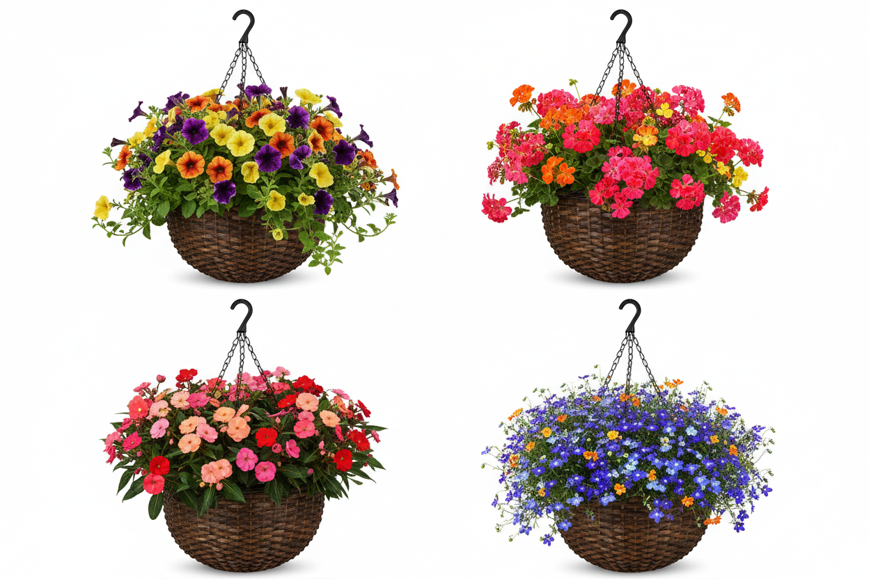 Fixtures Brown Rattan Effect Hanging Basket LARGE 25cm x 16cm