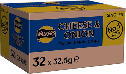 Walkers Cheese and Onion Crisps 32.5g (Pack of 32) - UK BUSINESS SUPPLIES