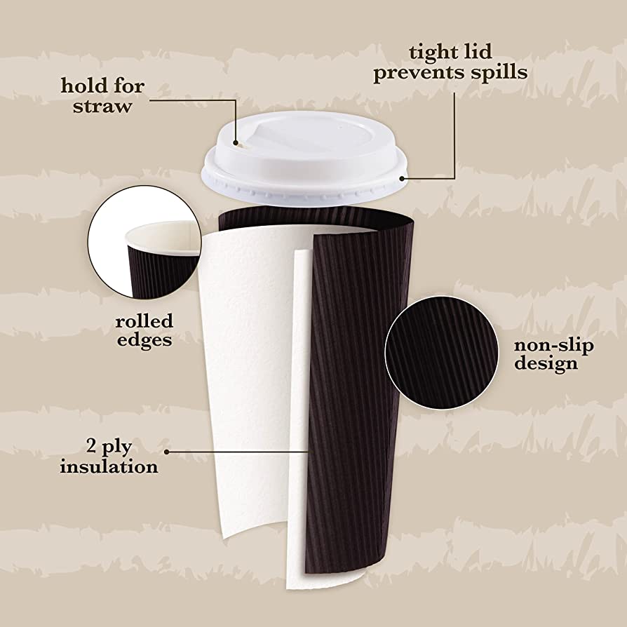 Belgravia 16oz Triple Walled Paper Black Ripple Cups - UK BUSINESS SUPPLIES