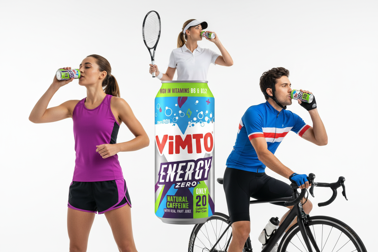 Vimto Original Energy Drink | No Added Sugar | Sparkling Juice | 12 x 500ml